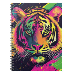 Carnet Illustration Pop Art Tiger avec des couleurs néon