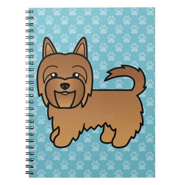 Carnet Illustration Red Australian Terrier Dog Sur Blue (Devant)
