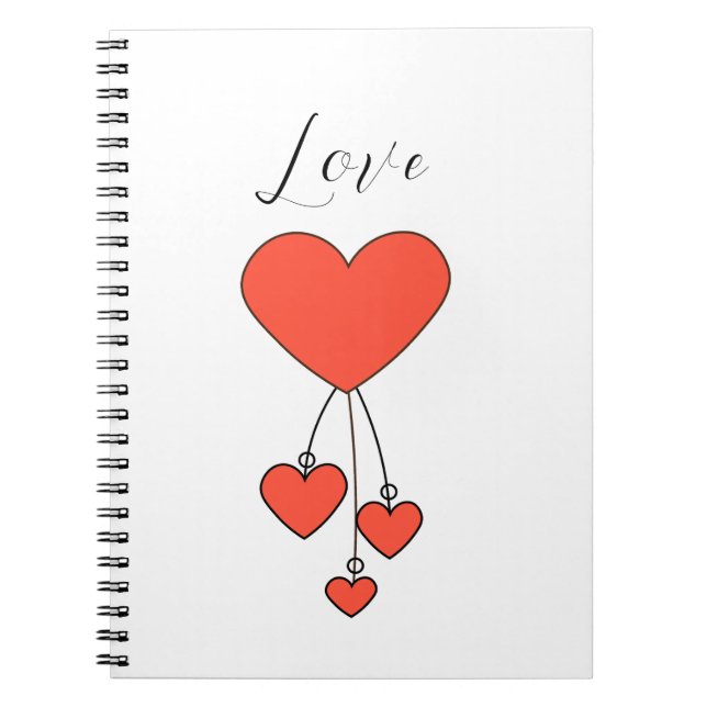 Carnet Illustration simple avec coeur écarlate Amour (Devant)