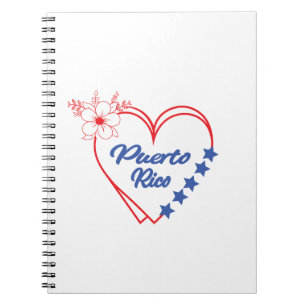 Carnet Illustration stylée du coeur de Porto Rico Floral