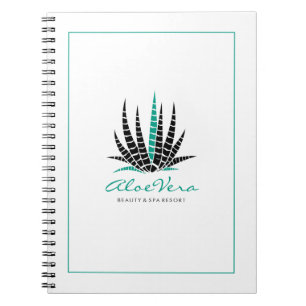 Carnet Illustration stylisée d'aloe vera blanc et sarcell