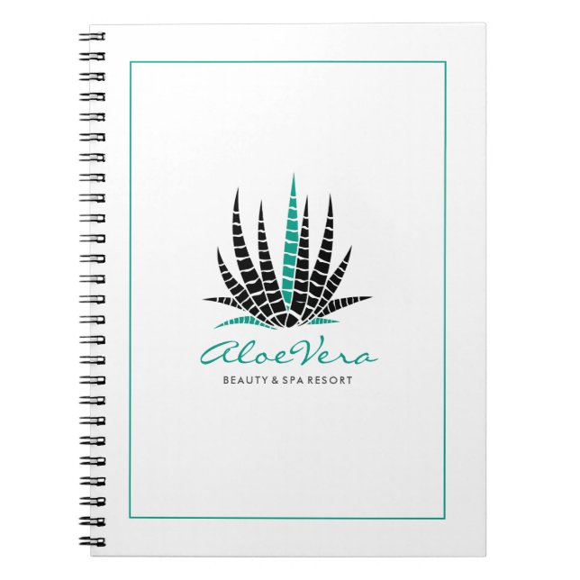 Carnet Illustration stylisée d'aloe vera blanc et sarcell (Devant)