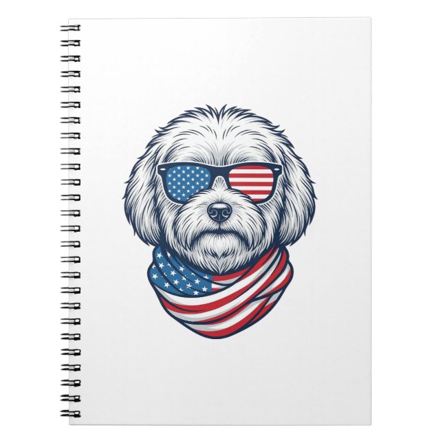 Carnet Illustration vectorielle de chien duveteux patriot (Devant)
