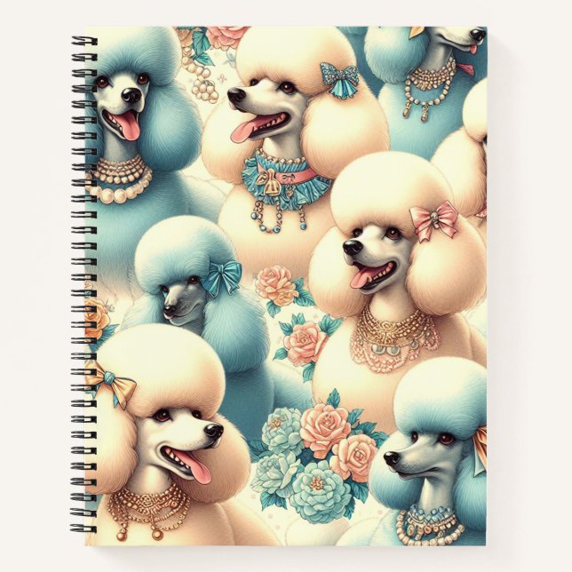 Carnet Illustration vintage de caniche sans joint (Devant)