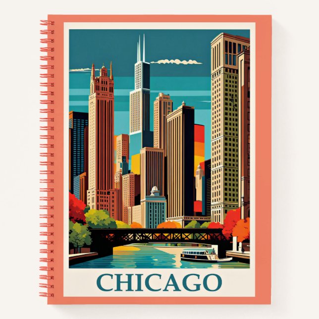 Carnet Illustration Vintage de Chicago (Devant)