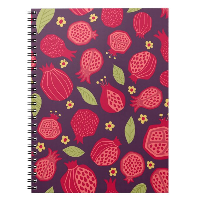 Carnet Illustration vintage de grenades juteuses avec le (Devant)