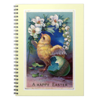 Carnet Illustration vintage de Pâques avec poussin