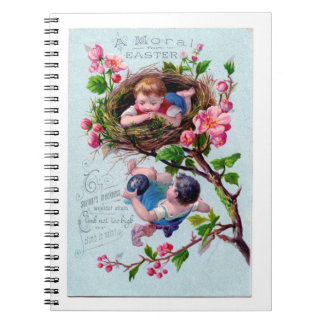 Carnet Illustration vintage de Pâques en bleu