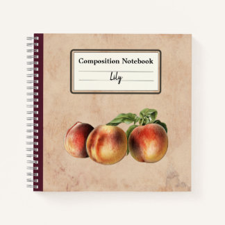 Carnet Illustration vintage des pêches Comp personnalisé