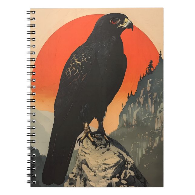 Carnet Illustration vintage du Faucon noir (Devant)