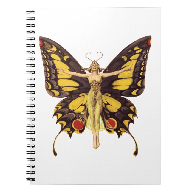 Carnet Illustration vintage Fée Papillon (Devant)