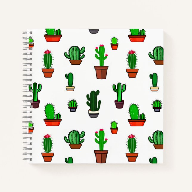 Carnet Illustrations de cactus mignons sur fond blanc (Devant)