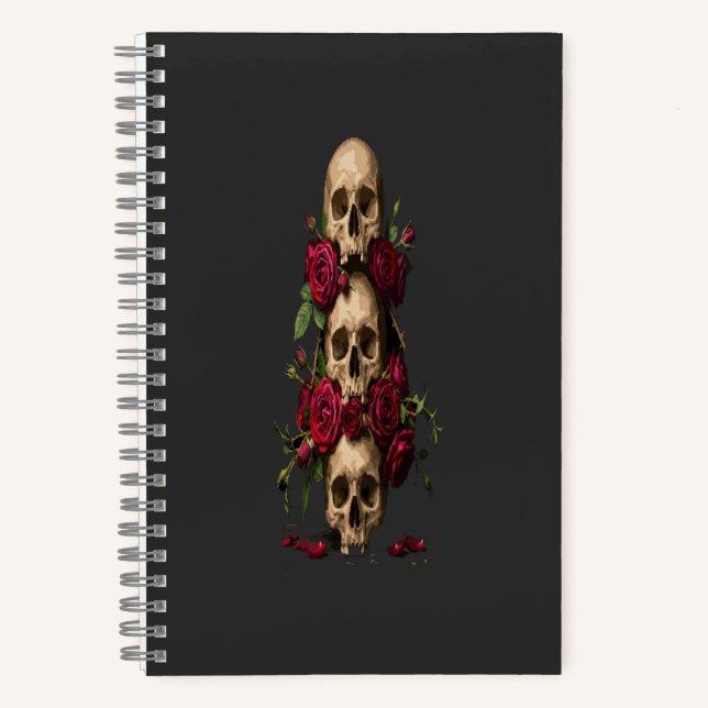Carnet Illustrations de crânes gothiques en pixel art ave (Recto)