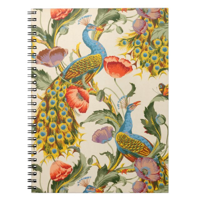 Carnet Illustrations de Peacock et de poppies vintages (Devant)