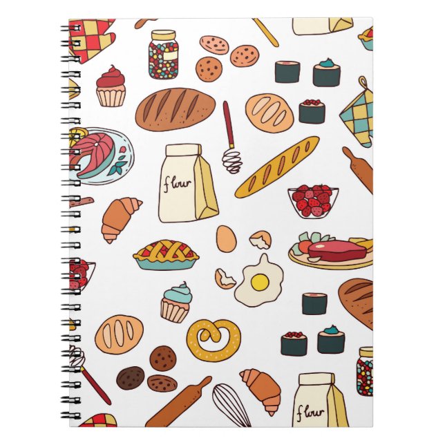 Carnet Illustrations vintage de nourriture : motif sans c (Devant)