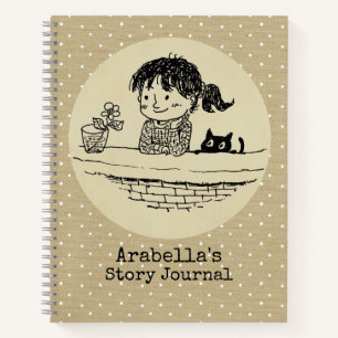 Carnet Illustré Girl and Her Cat Write & Draw Story