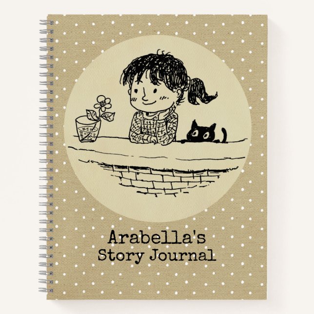 Carnet Illustré Girl and Her Cat Write & Draw Story (Devant)