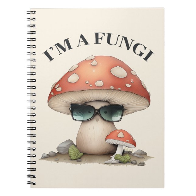 Carnet "I'm A Fungi" Cute Champagne avec lunettes de sole (Devant)