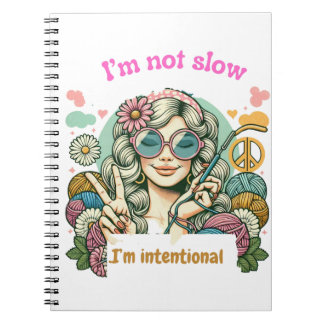 Carnet "I'm not slow, I'm intentional - Retro knitting hu