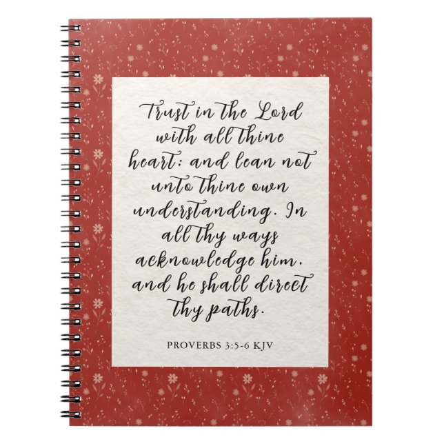 Carnet Image du verset biblique Proverbes 3:5-6 KJV  (Devant)