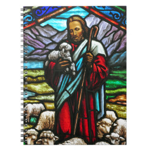 Carnet Image en verre de Jésus et agneaux