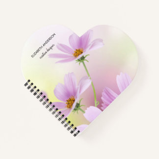 Carnet Image personnalisée et aquarelle de fleur rose
