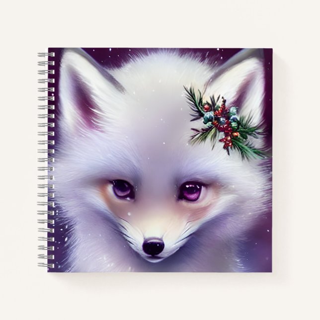 Carnet Imaginaire Blanc Renard bébé avec yeux lavande (Devant)