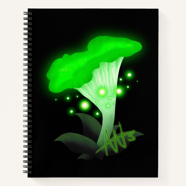 Carnet Imaginaire Chanterelle Spirale de champignons vert (Devant)