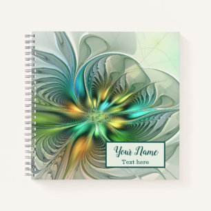 Carnet Imaginaire coloré Fleur Abstraite Fractal Nom de l