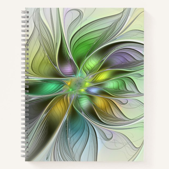 Carnet Imaginaire coloré Fleur moderne Abstrait Fractal (Devant)