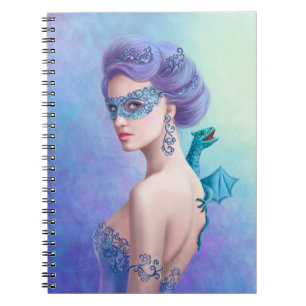 Carnet Imaginaire femme d'hiver avec dragon bleu