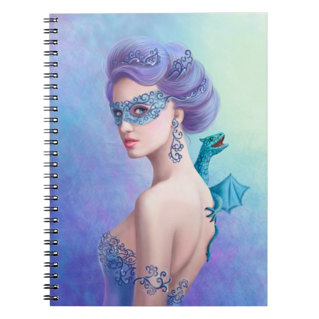 Carnet Imaginaire femme d'hiver avec dragon bleu (Devant)