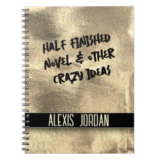 Carnet Imaginaire feuille d'or Graffiti noir et blanc