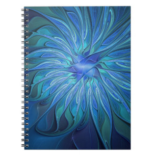 Carnet Imaginaire Fleur Bleue Motif, Art Fractal Abstrait