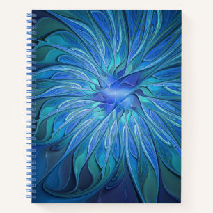 Carnet Imaginaire Fleur Bleue Motif, Art Fractal Abstrait