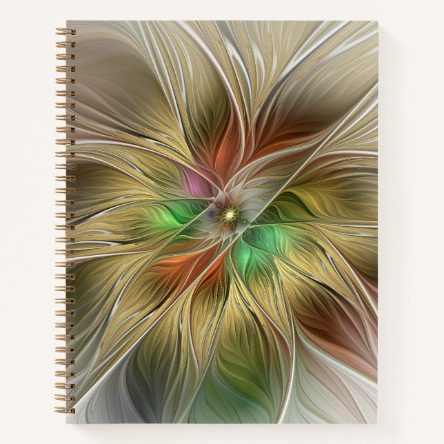 Carnet Imaginaire Floral Avec Or Moderne Abstrait Fractal (Devant)