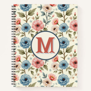 Carnet Imaginaire floral de printemps bleu et rose