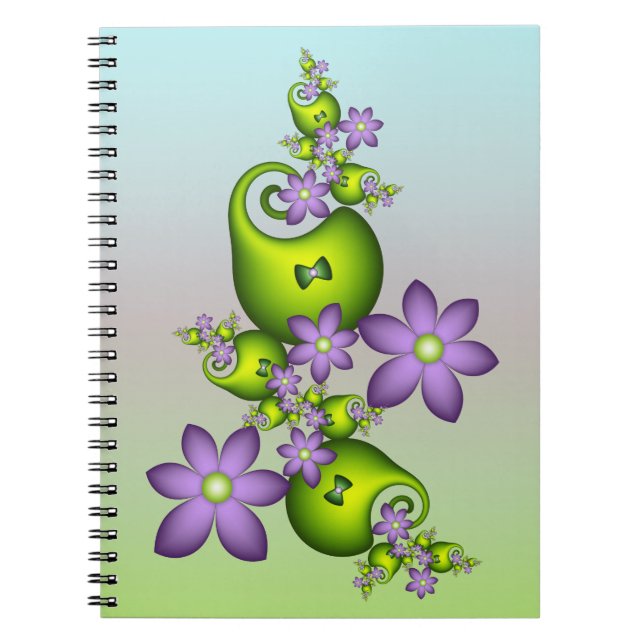 Carnet Imaginaire Floral Fleurs Lilac Formes vertes Fract (Devant)
