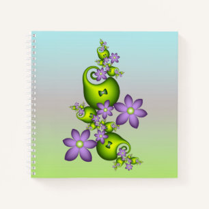 Carnet Imaginaire Floral Fleurs Lilac Formes vertes Fract