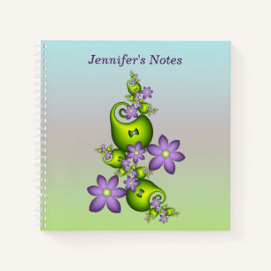 Carnet Imaginaire floral Lilac Fleurs vertes Nom fractal