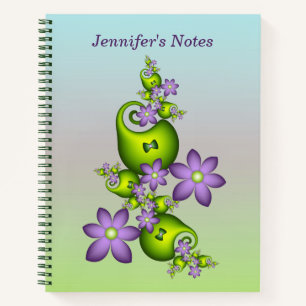 Carnet Imaginaire floral Lilac Fleurs vertes Nom fractal