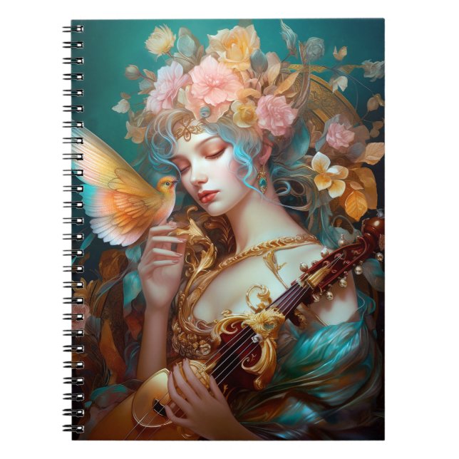 Carnet Imaginaire Lady Avec Lute & Butterfly Bird (Devant)