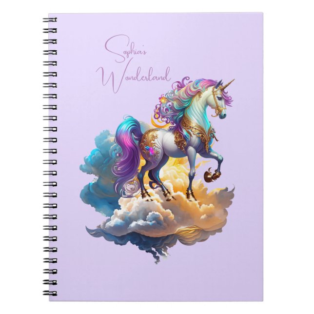 Carnet Imaginaire magique Unicorne Nuages Romance Anniver (Devant)