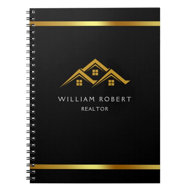 Carnet Immobilier Golden House Logo Moderne Realtor (Devant)