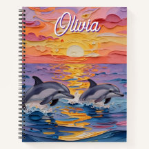 Impasto Dolphins and Ocean Waves  