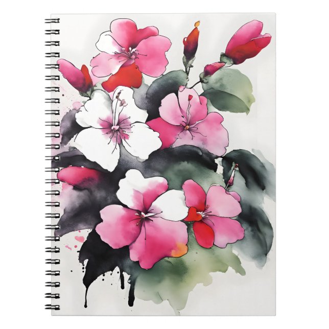 Carnet Impatiens - Fleurs aquarelles (Devant)