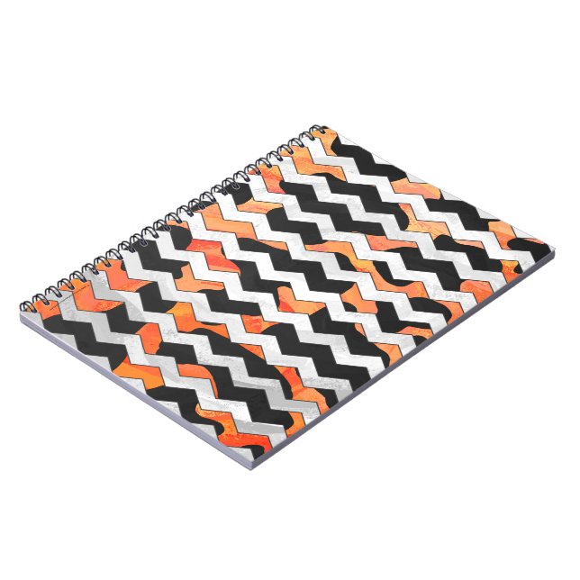 Carnet Impression Chevron noir et orange de vache (Côté gauche)