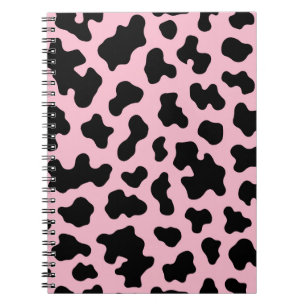 Carnet Impression cuir de vache noir et rose 