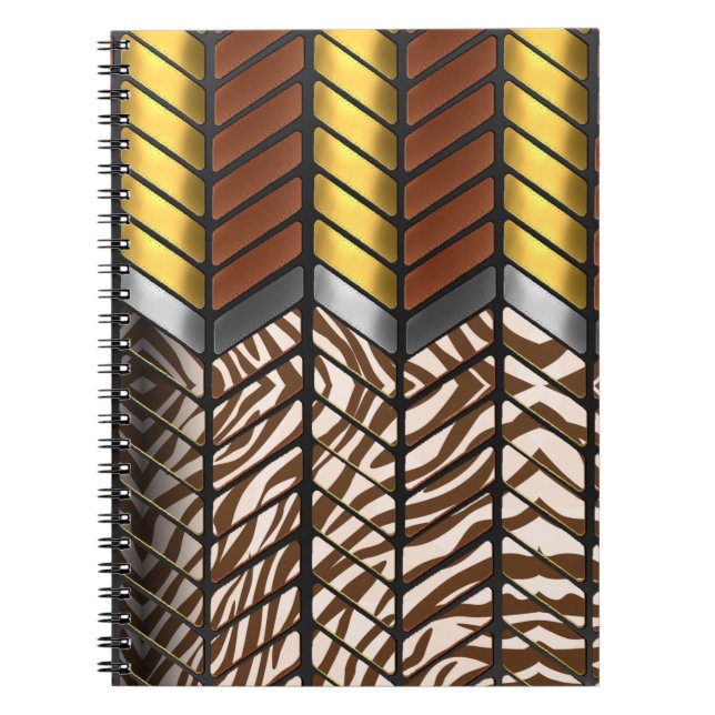 Carnet Impression d'animal de tigre blanc chevron zigzag  (Devant)