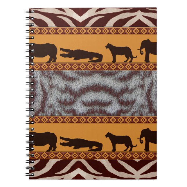 Carnet Impression d'animal de Tigre Blanc Tribal Africain (Devant)
